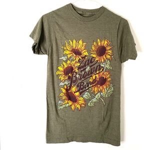 Zac Brown Band Olive Green Sunflower Crew Neck Graphic Tee